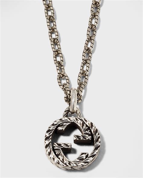 gucci interlocking-g pendant necklace sterling silver ybb45553500100u|925 Sterling Silver Interlocking G Pendant Necklace .